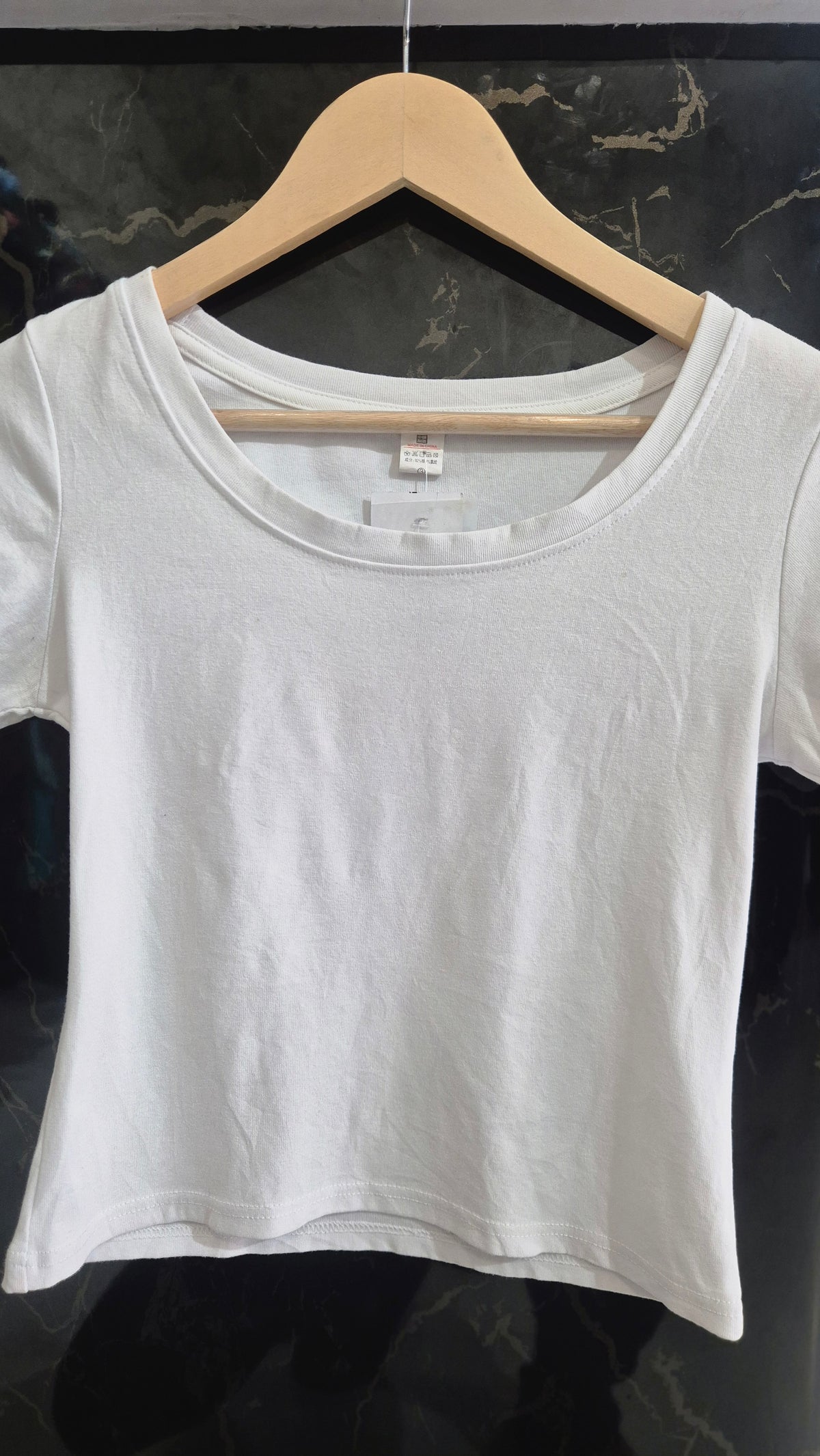 Women’s Solid White Crop T-Shirt – Minimal Round Neck Casual Top