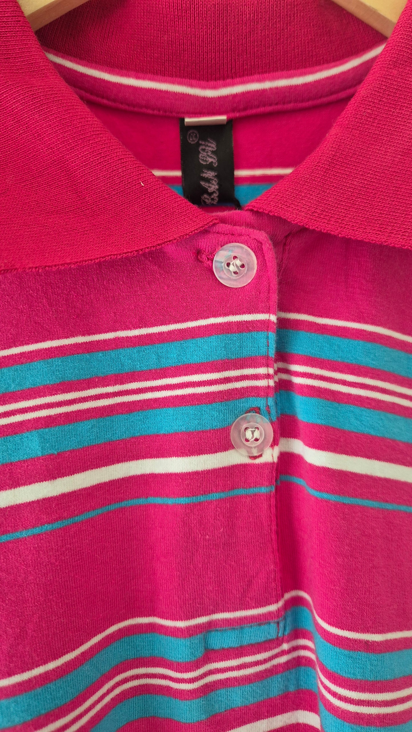 Pink Striped Polo T-Shirt