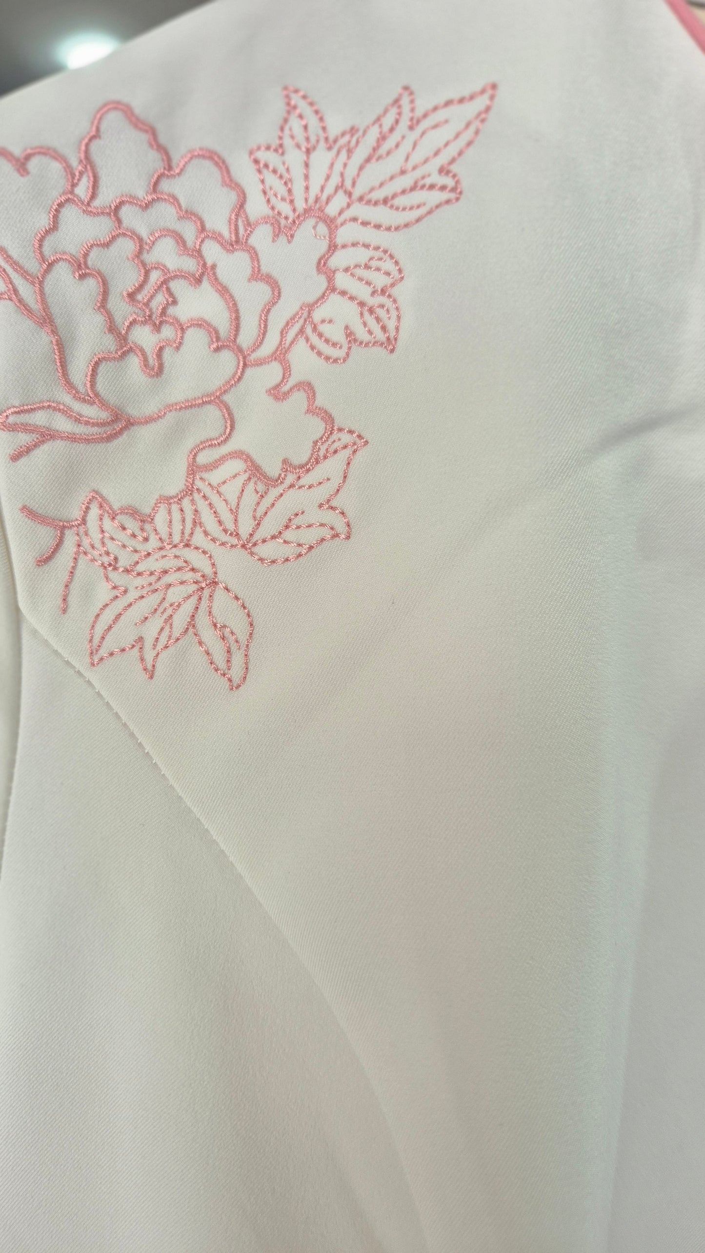 Women's White and Pink Color-Block Three-Quarter Sleeve Shirt
