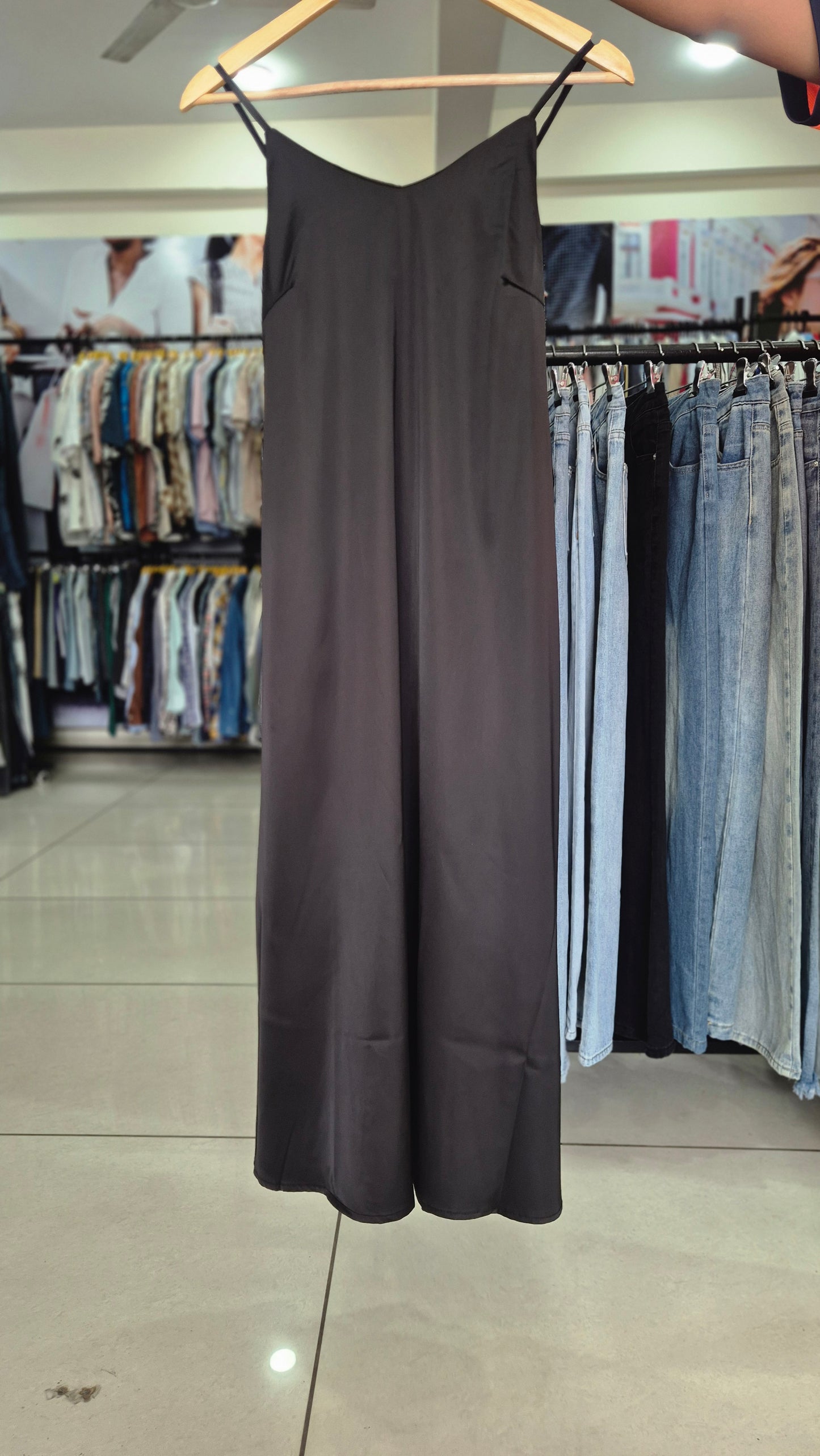 Midnight Elegance Satin Maxi Dress
