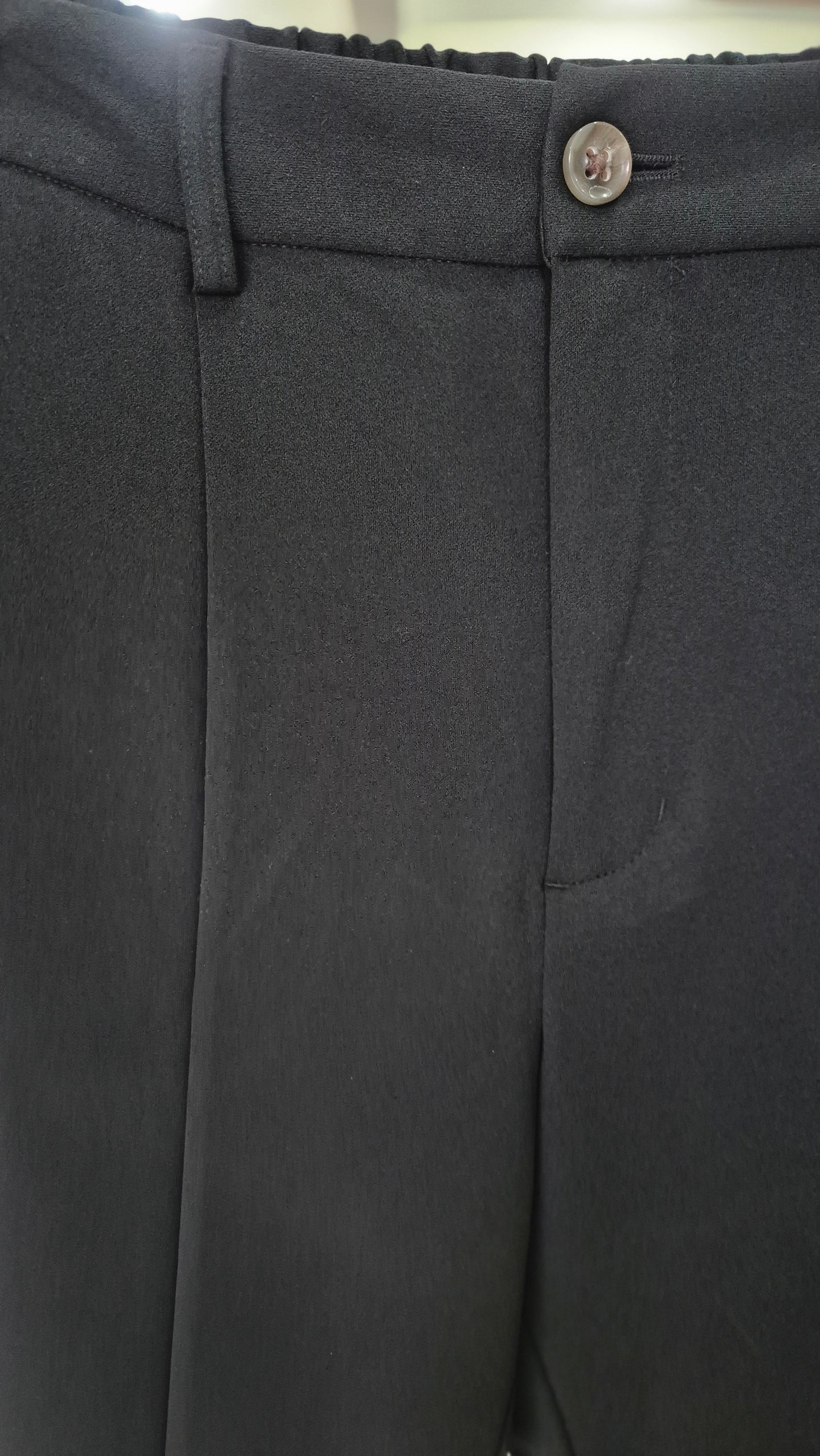 Black Elastic-Back Front Seam Flared Trousers