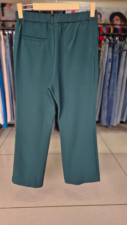 Women's Dark Green Flat Front Culottes with Pockets