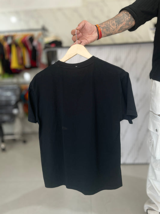 Black Abstract Graphic Print Cotton T-Shirt