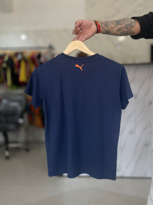 Navy Blue Puma Logo Cotton T-Shirt