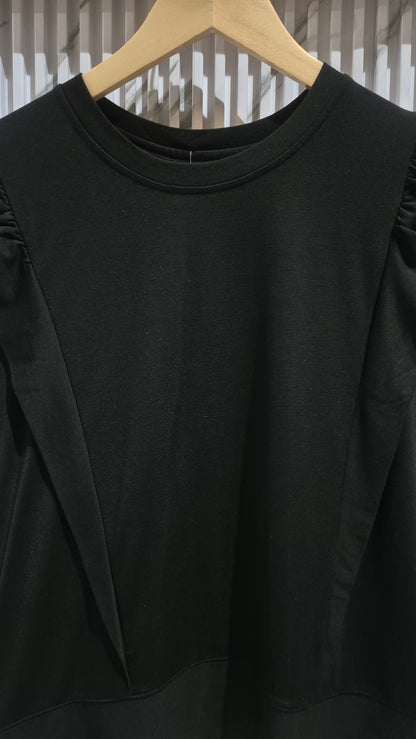 Elegant Puff Sleeve Black T-Shirt