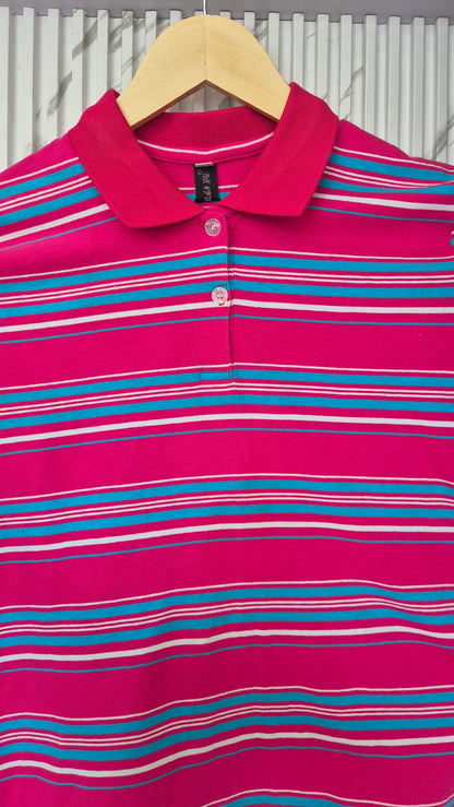 Pink Striped Polo T-Shirt