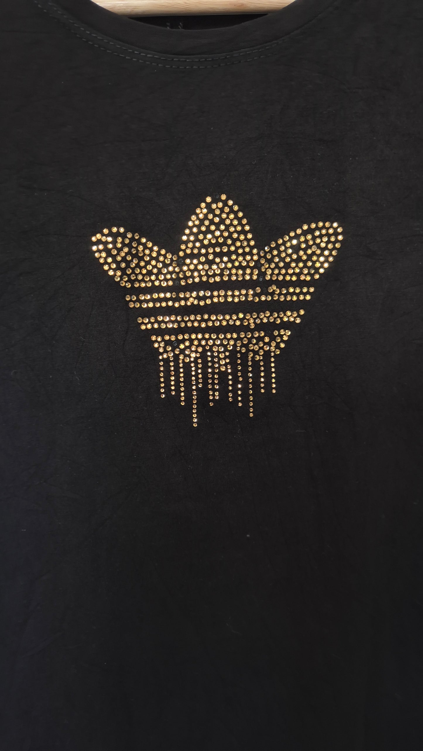 Women’s Regular Fit Black T-Shirt – Rhinestone Logo Graphic Cotton Tee