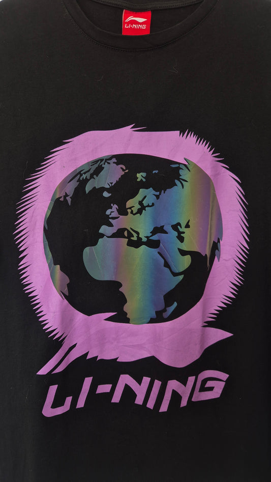 Black Li-Ning Globe Graphic Cotton T-Shirt