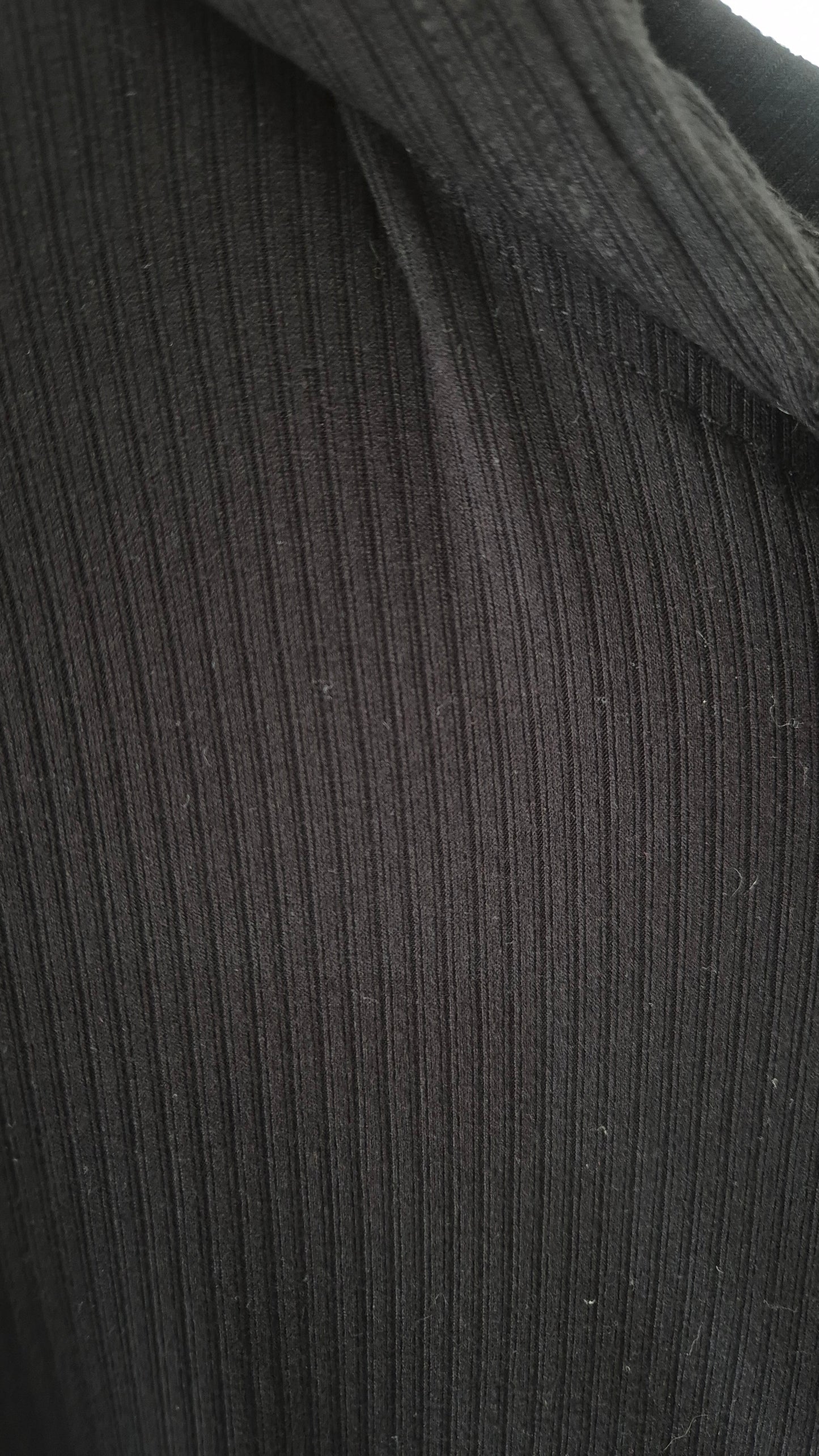Black Ribbed Hooded Short Sleeve Top