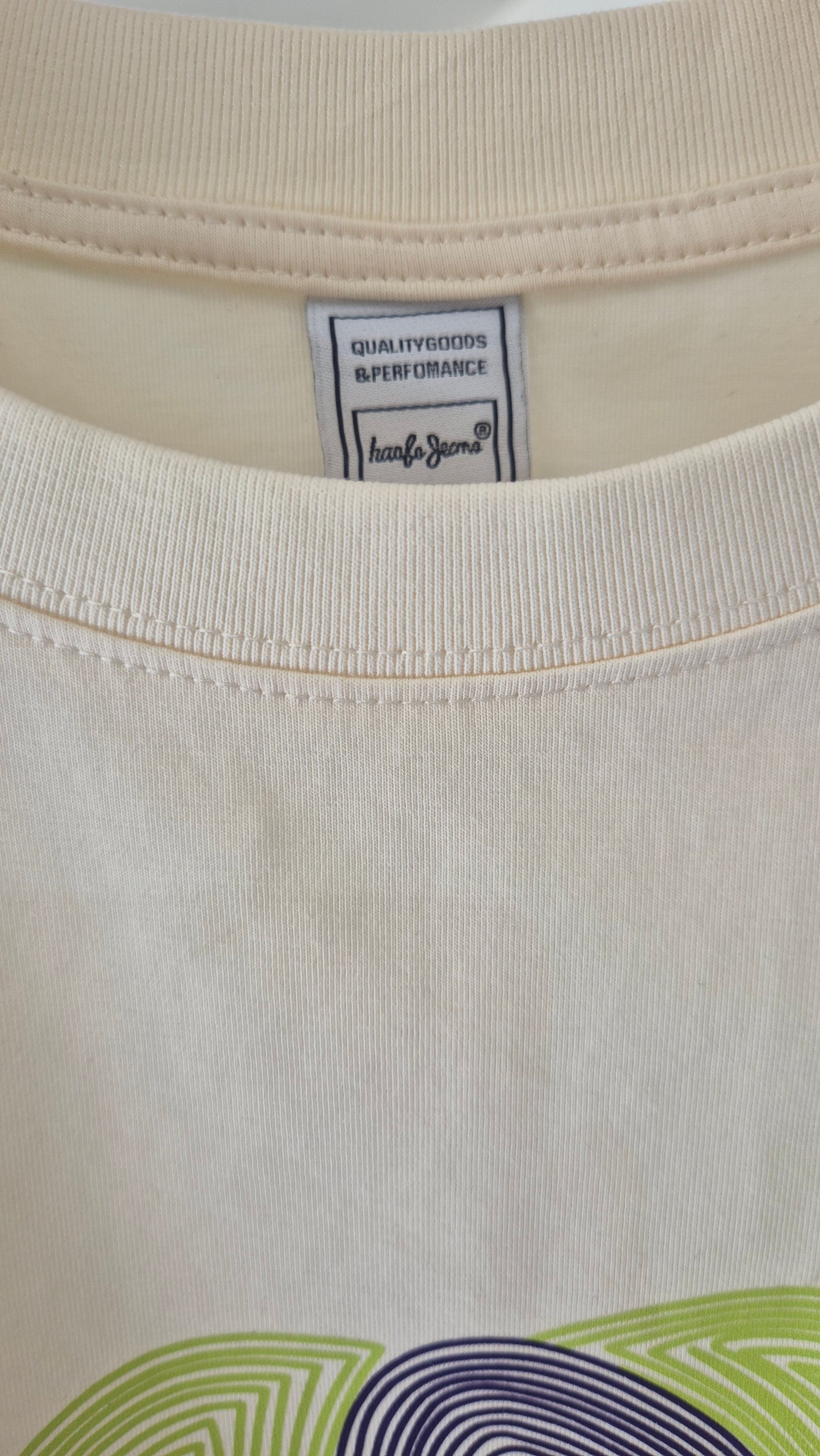 Cream Elephant Graphic Cotton T-Shirt