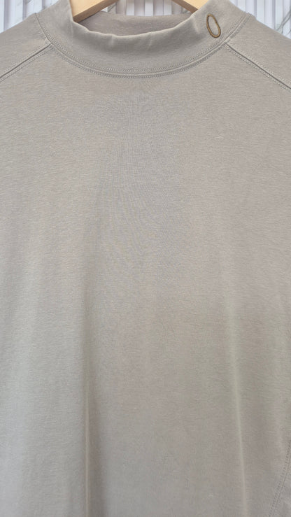 Beige High-Neck Short Sleeve Top