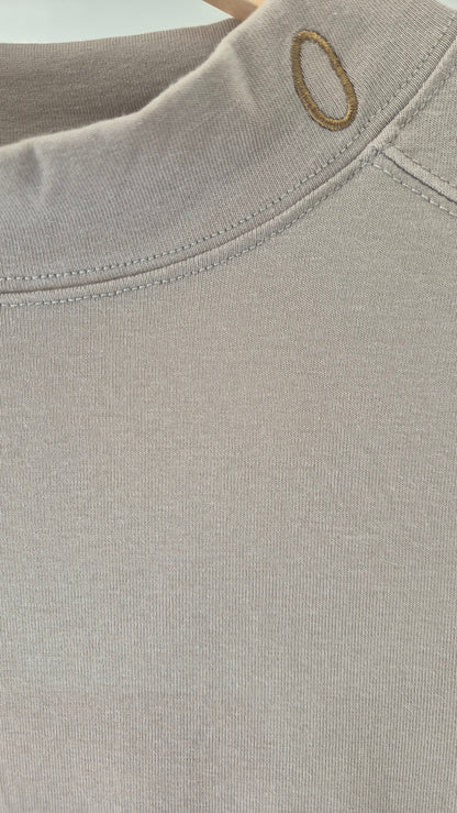 Beige High-Neck Short Sleeve Top