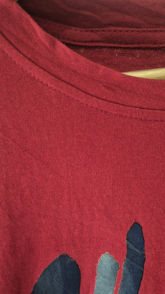 Maroon Happy Graphic Crop T-Shirt