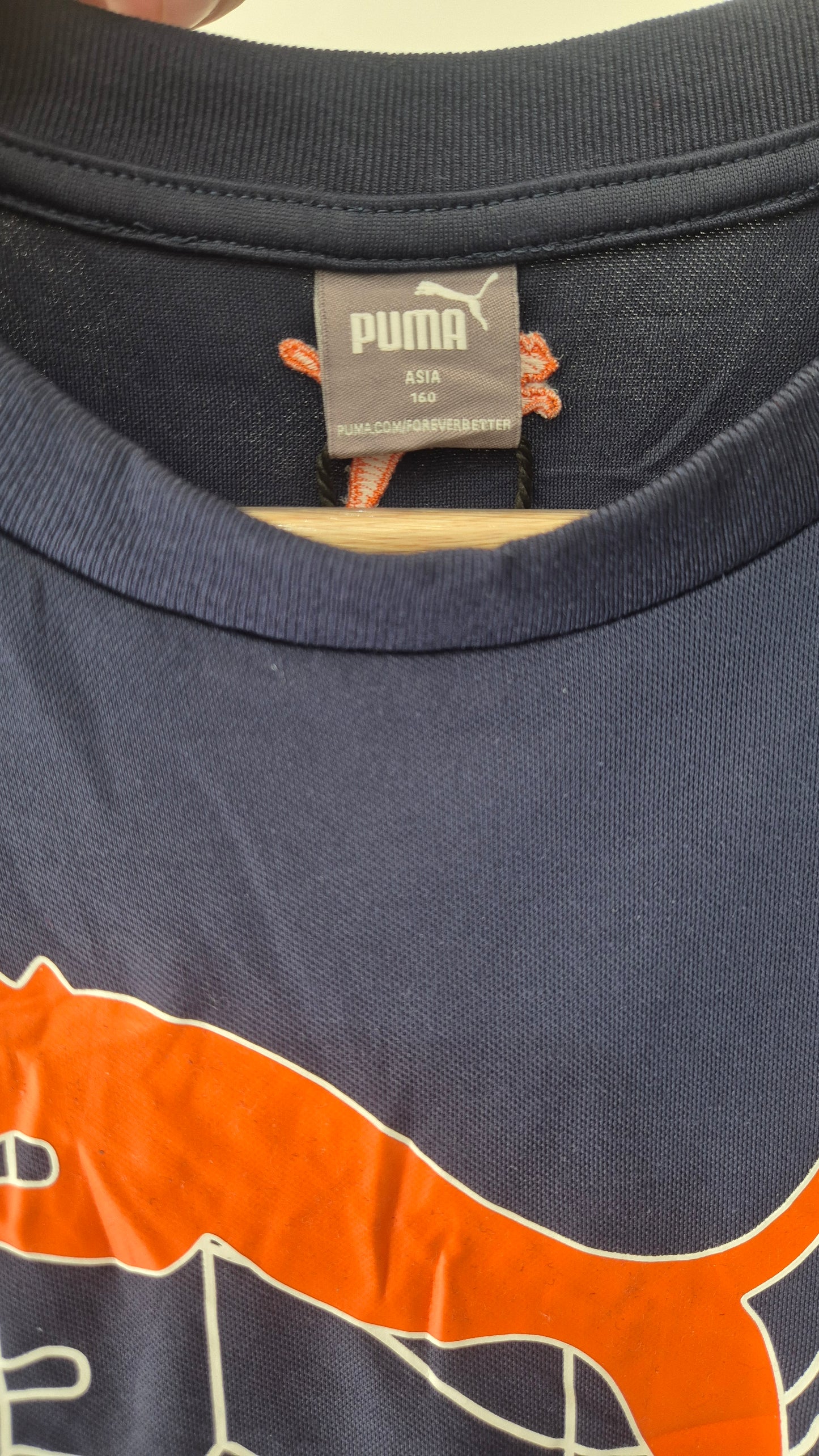Navy Blue Puma Logo Cotton T-Shirt