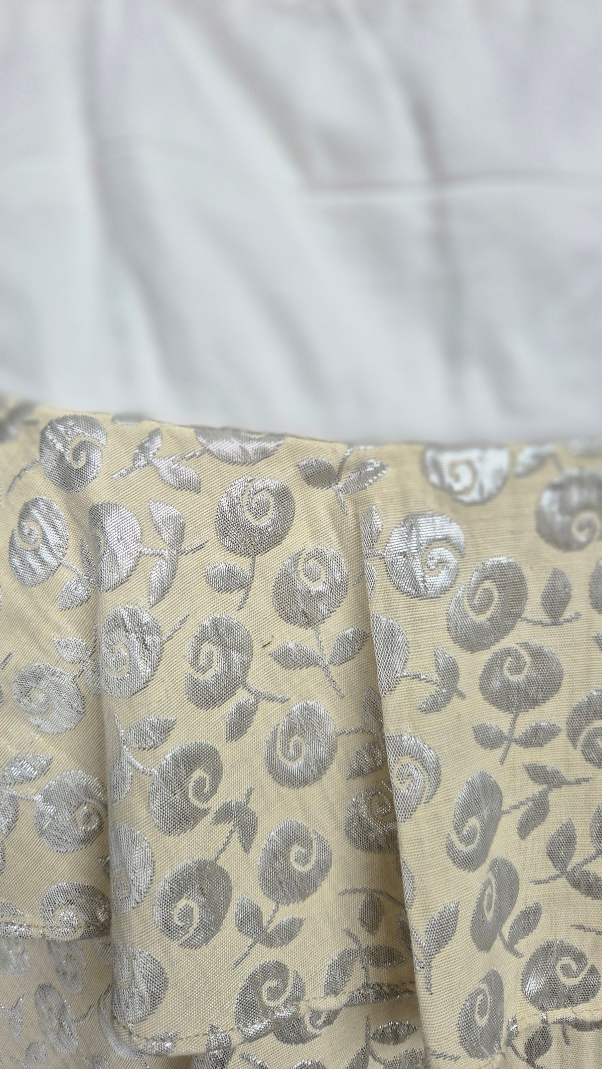 Women's Two-Tiered Ruffle Shirt with Silver Rose Brocade