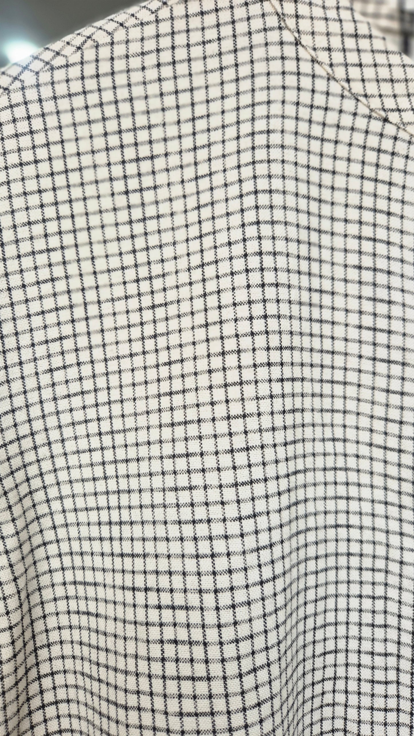 JAGGOOWA Check Pattern Band Collar Long Sleeve Shirt