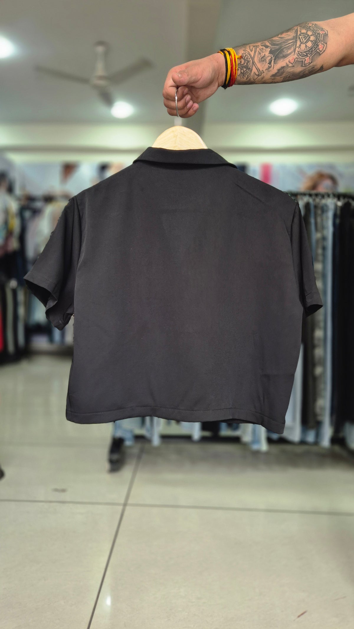 Women's Black Short Sleeve Cropped Blazer Top