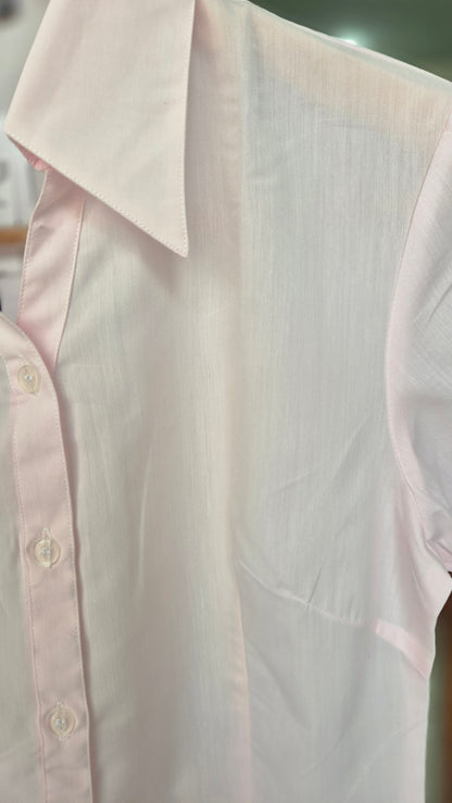Women's Pastel Pink Short Sleeve Button-Down Shirt