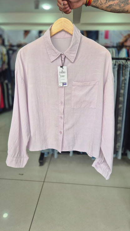 Women's Pastel Lilac Long Sleeve Button-Down Shirt