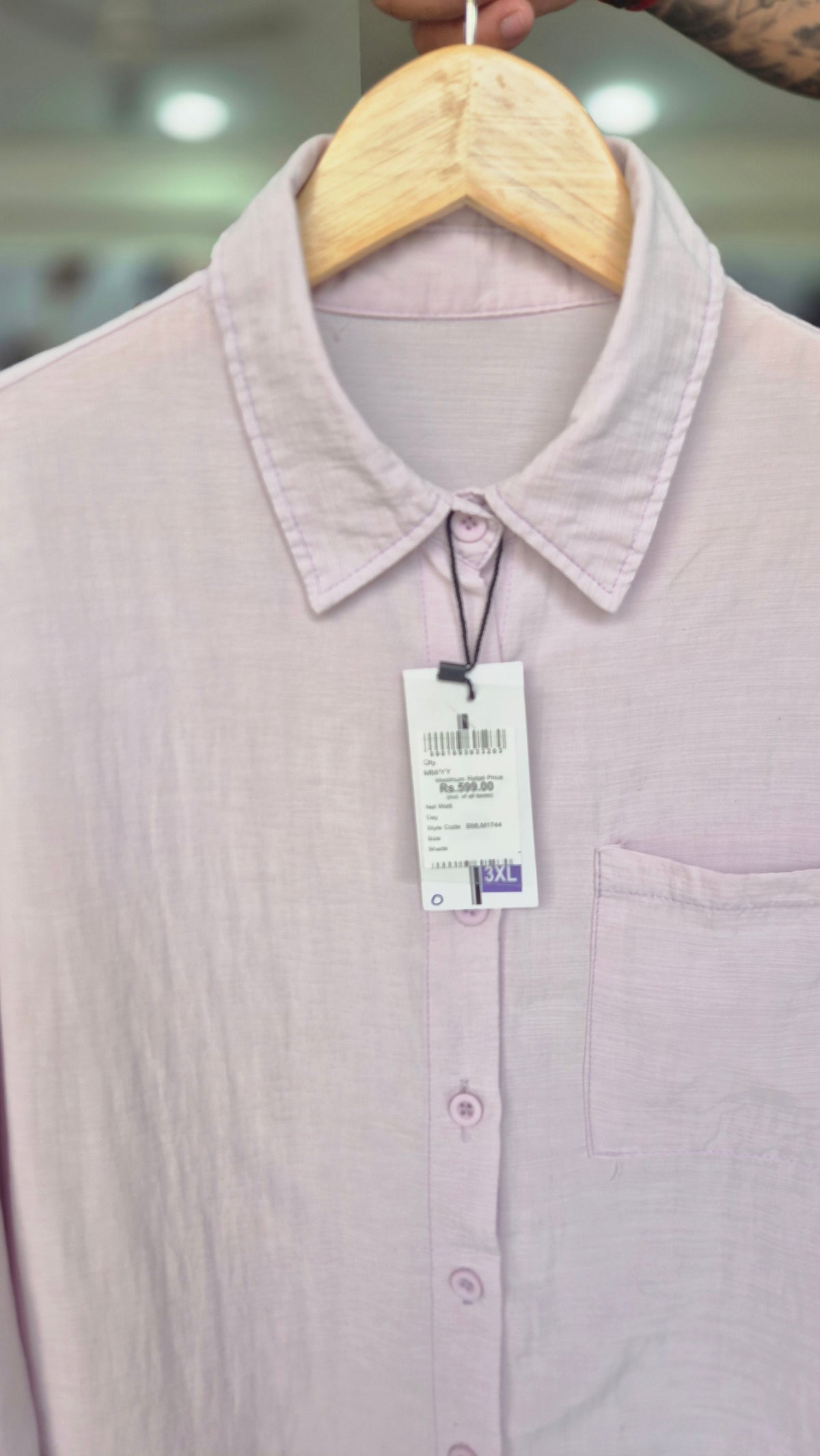 Women's Pastel Lilac Long Sleeve Button-Down Shirt