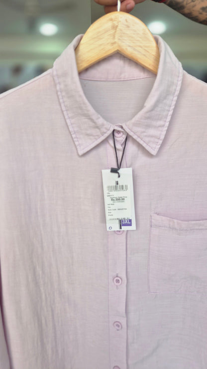 Women's Pastel Lilac Long Sleeve Button-Down Shirt