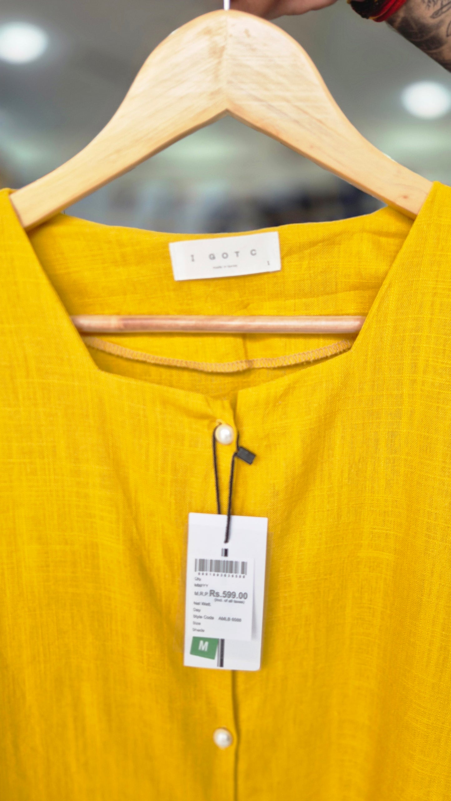 Women's Mustard Yellow Square Neck Short Sleeve Shirt