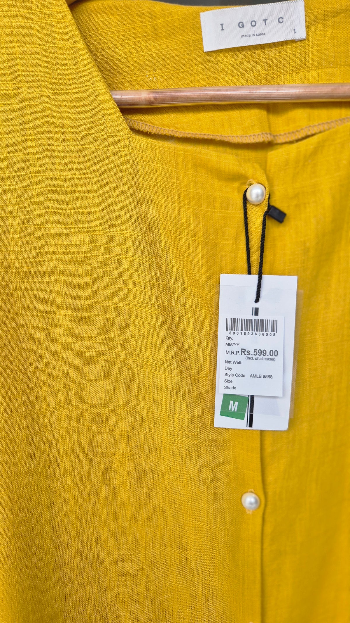 Women's Mustard Yellow Square Neck Short Sleeve Shirt