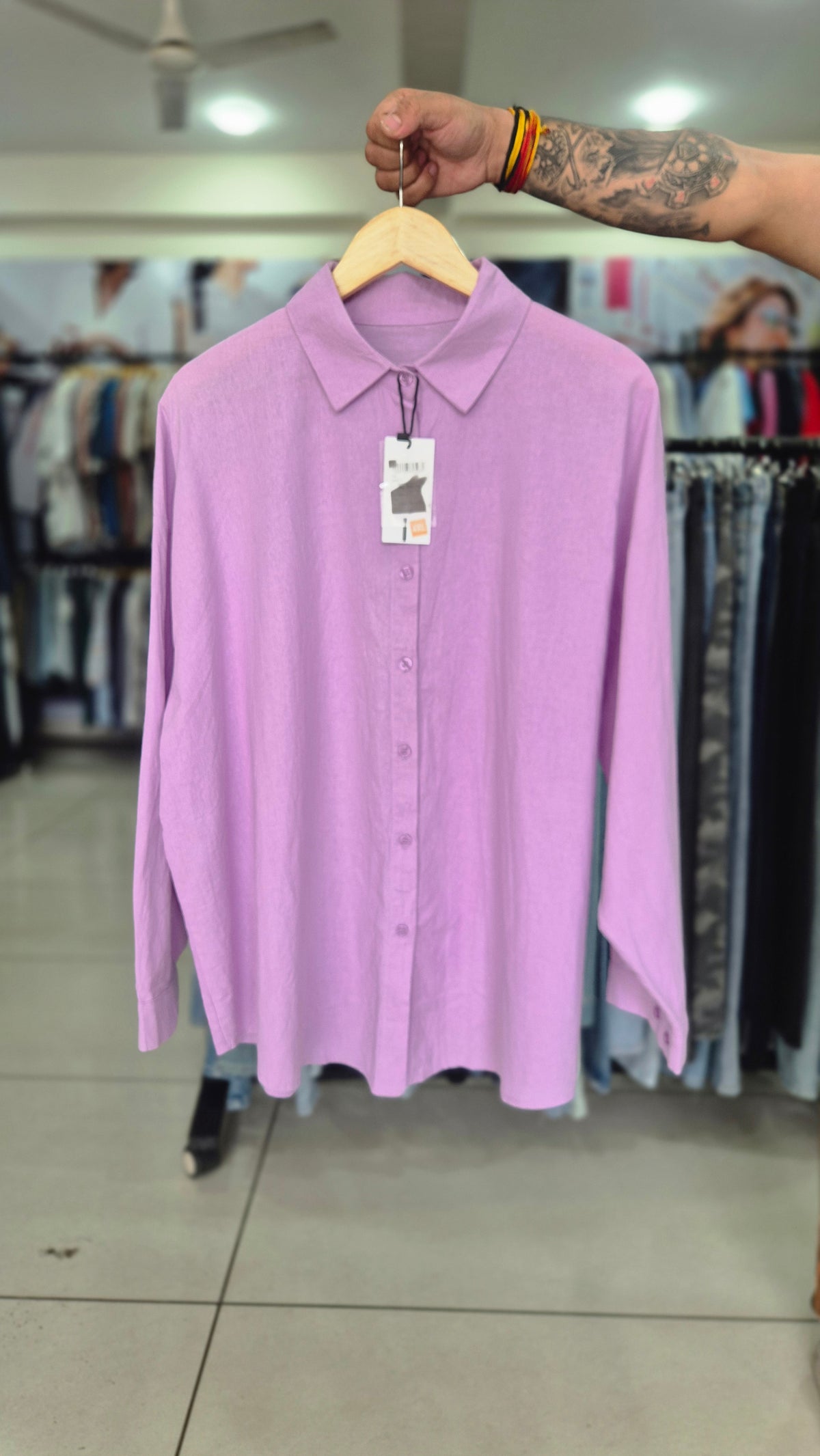 Women's Pastel Lavender Long Sleeve Button-Down Shirt