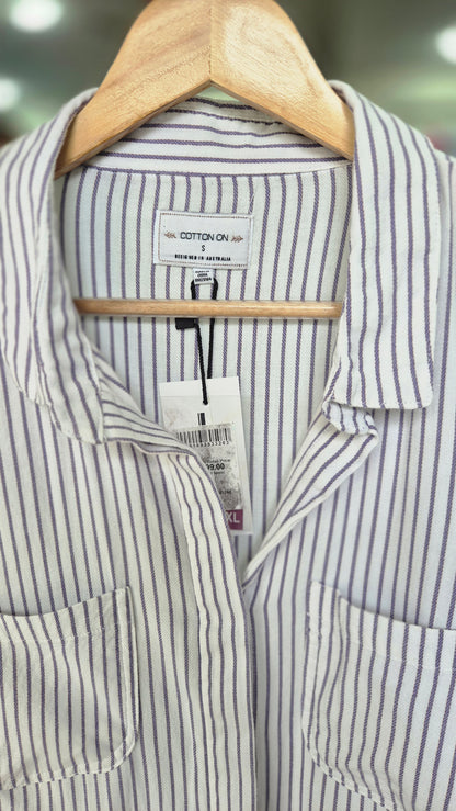 Women's Cotton On Striped Long Sleeve Button-Down Shirt
