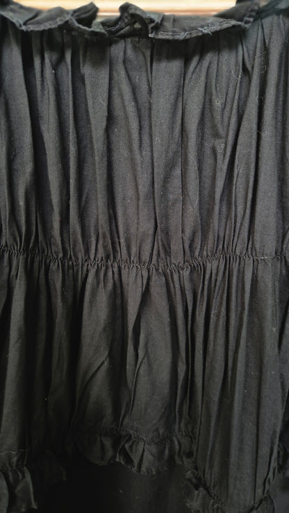 Women's Black Off-Shoulder Ruffled Long Sleeve Shirt