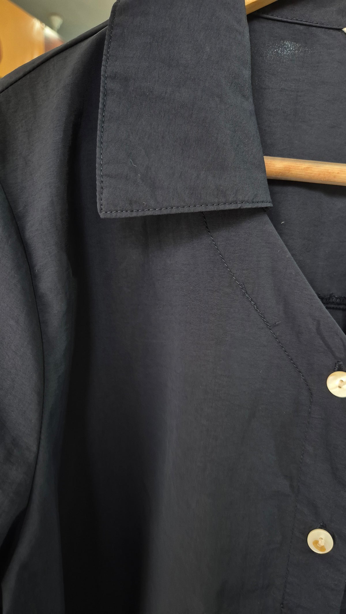 Women's Navy Blue Long Sleeve Button-Down Shirt