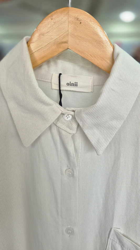 Women's oinii Off-White Textured Long Sleeve Button-Down Shirt
