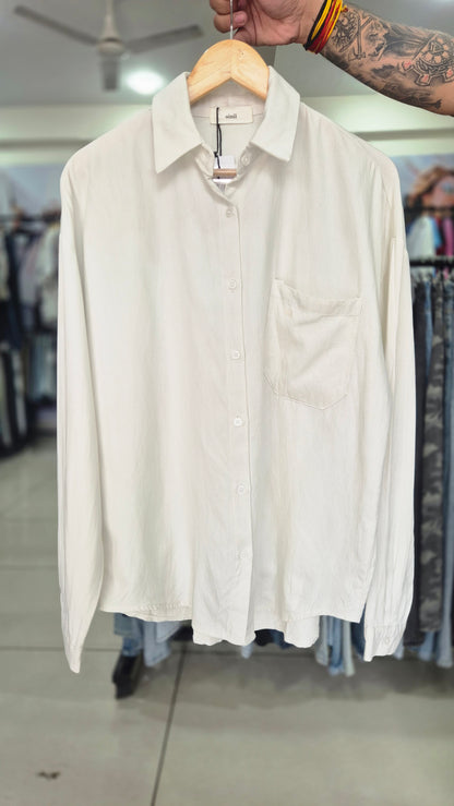 Women's oinii Off-White Textured Long Sleeve Button-Down Shirt
