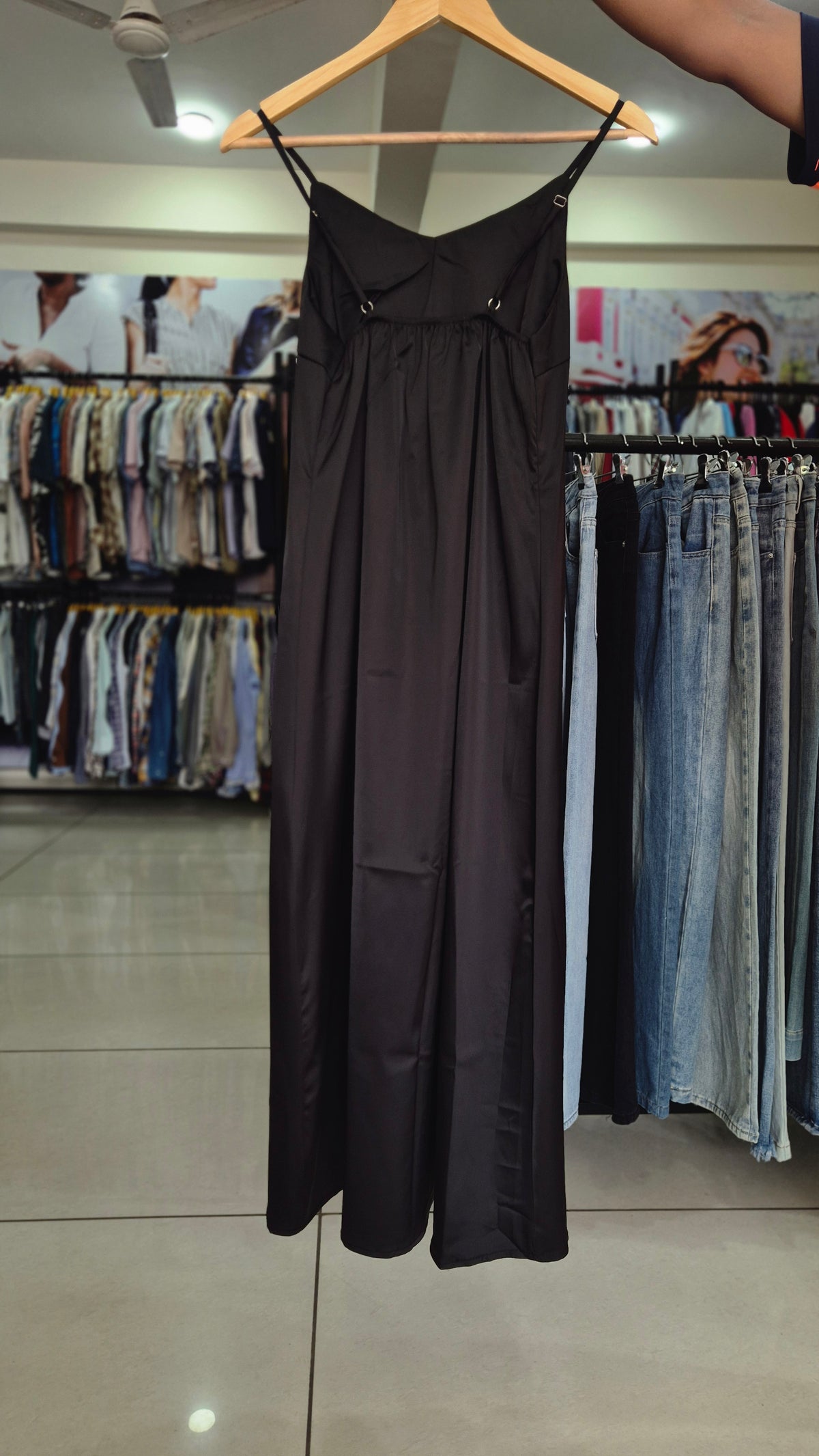 Midnight Elegance Satin Maxi Dress