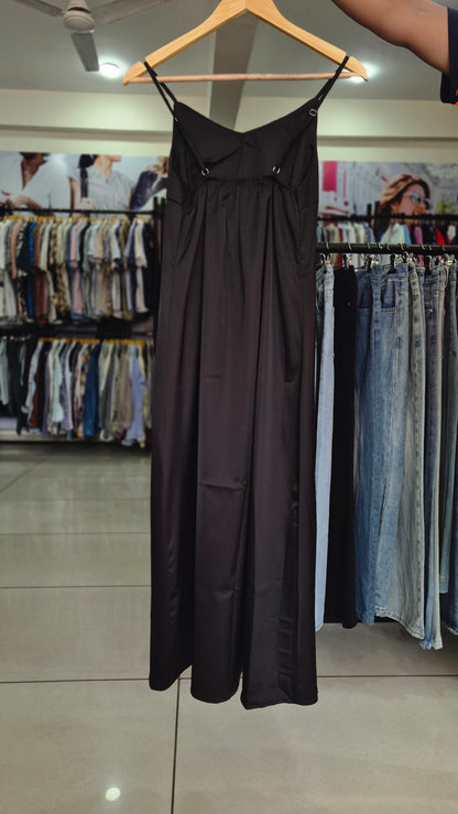 Midnight Elegance Satin Maxi Dress