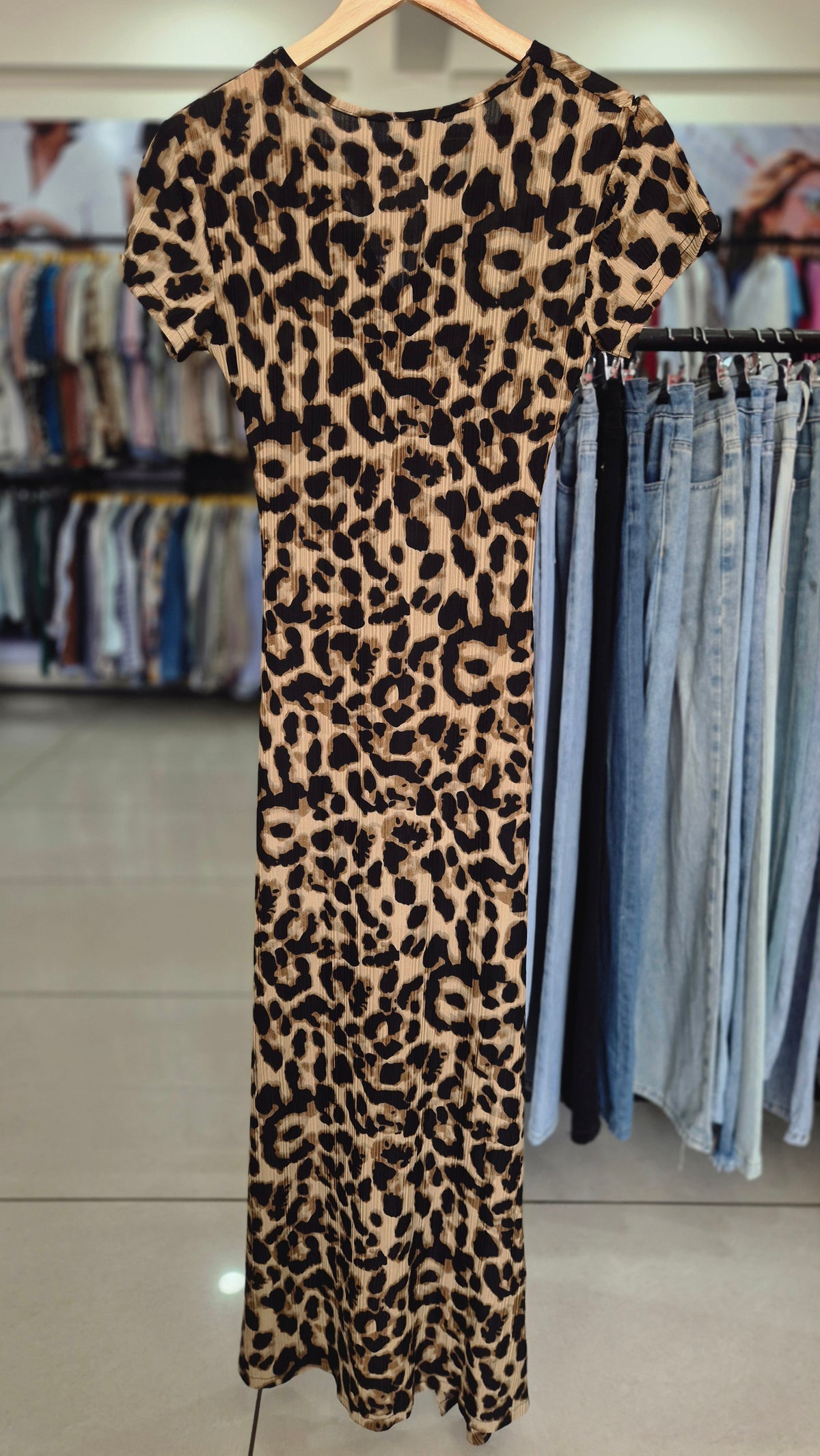 Wild Elegance Leopard Print Wrap-Style Midi Dress