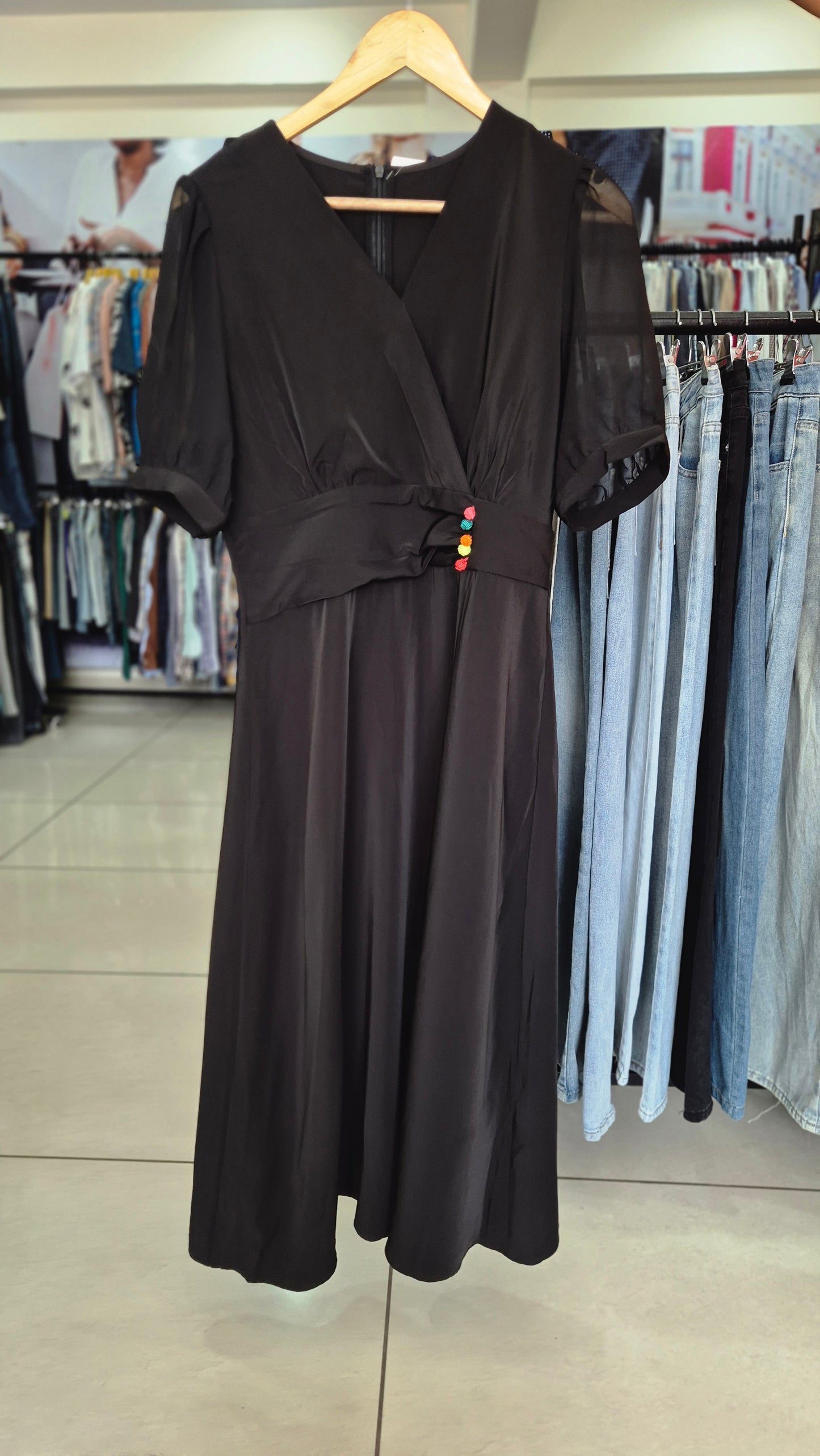 Classic Black V-Neck Fit & Flare Dress