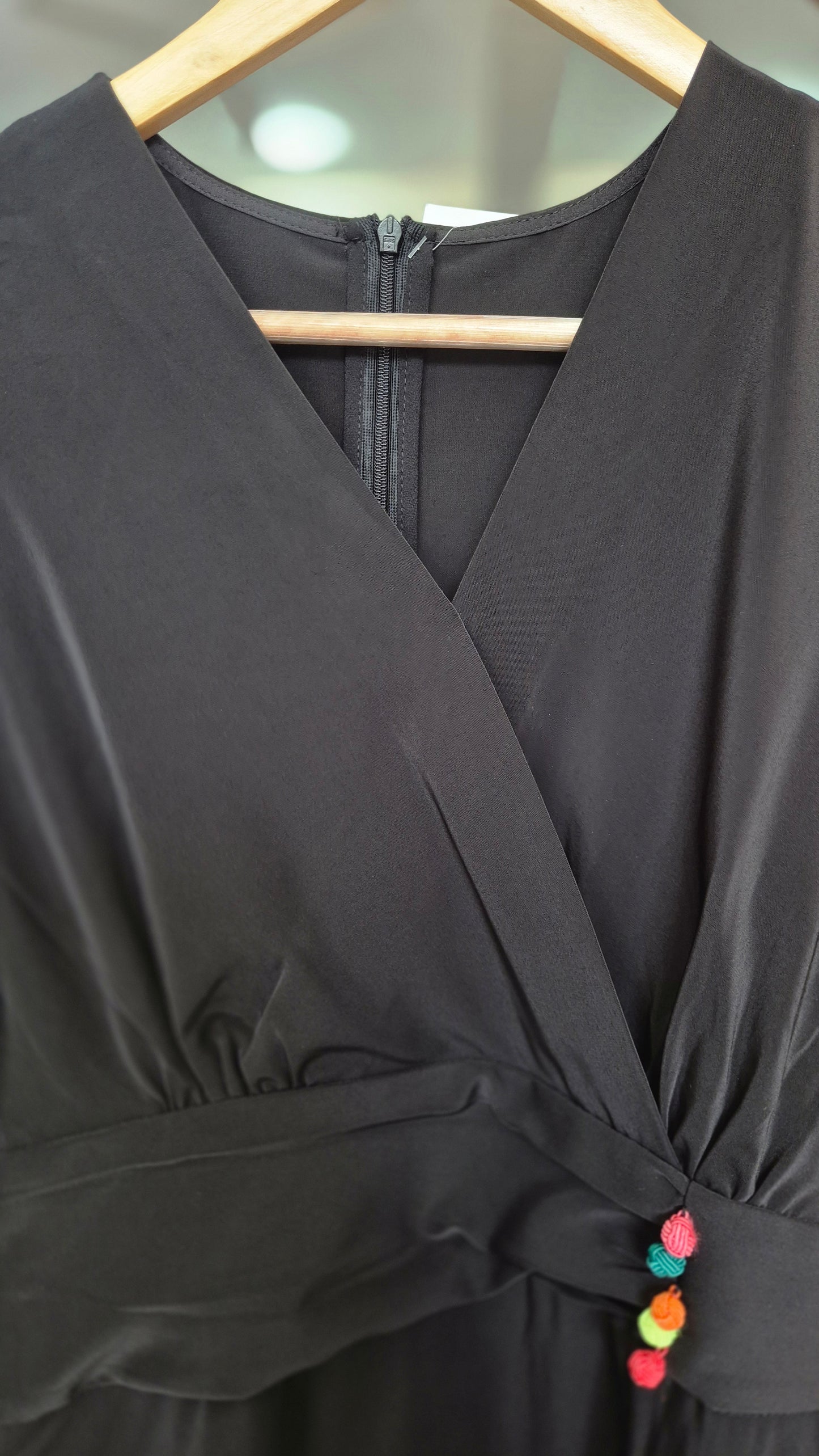 Classic Black V-Neck Fit & Flare Dress