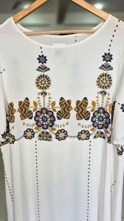 White Floral Embroidered Boho Maxi Dress