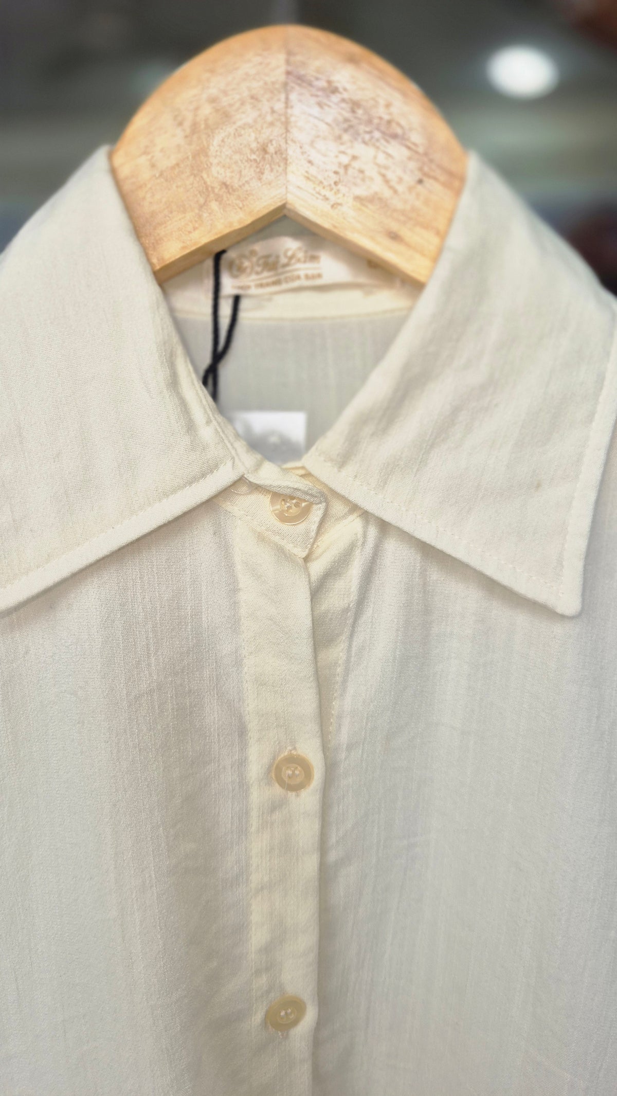 Women's Cream Utility-Style Boxy Shirt with Collar