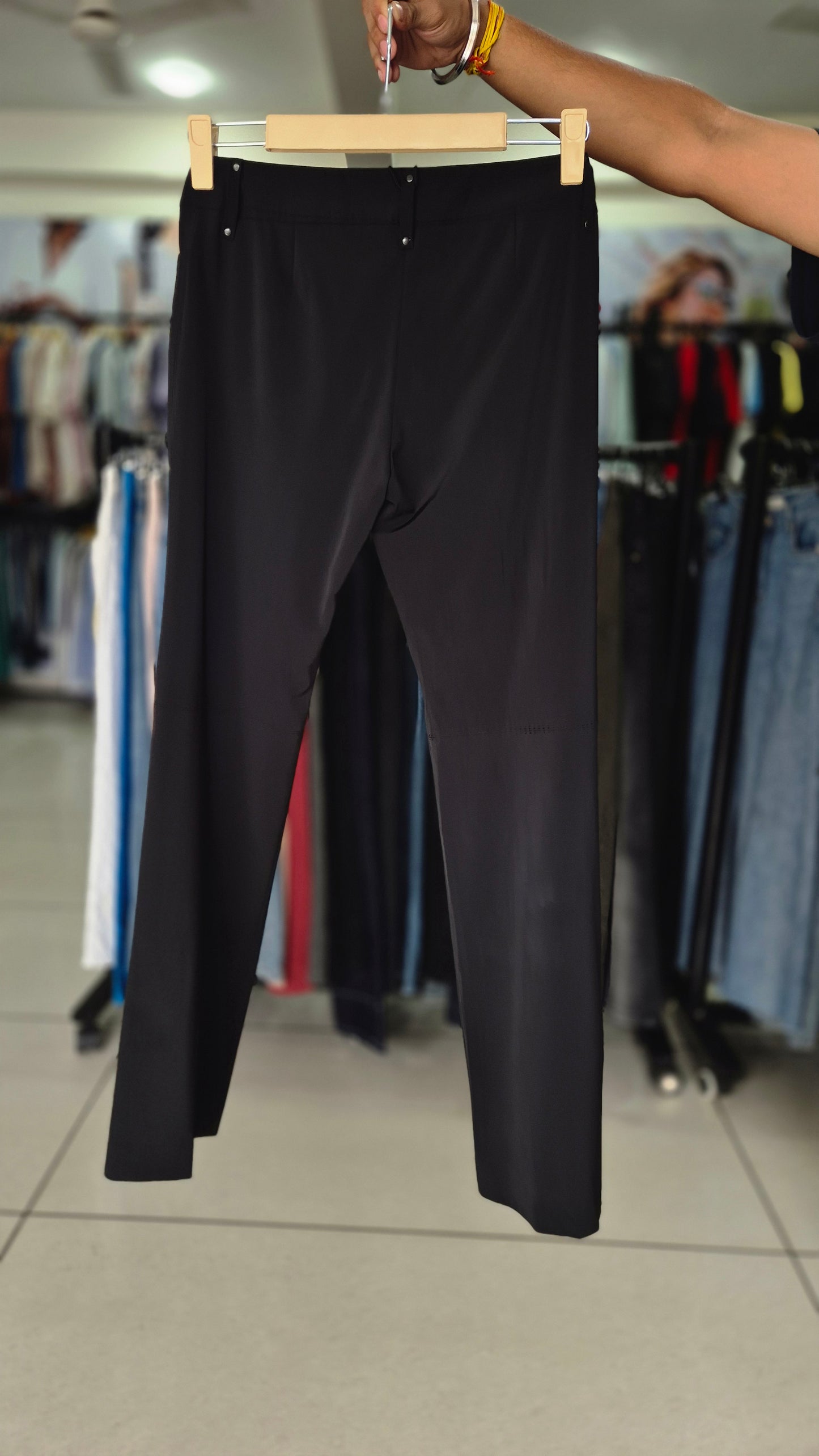 Women's Smooth-Front Tailored Work Pants with Metal Accents