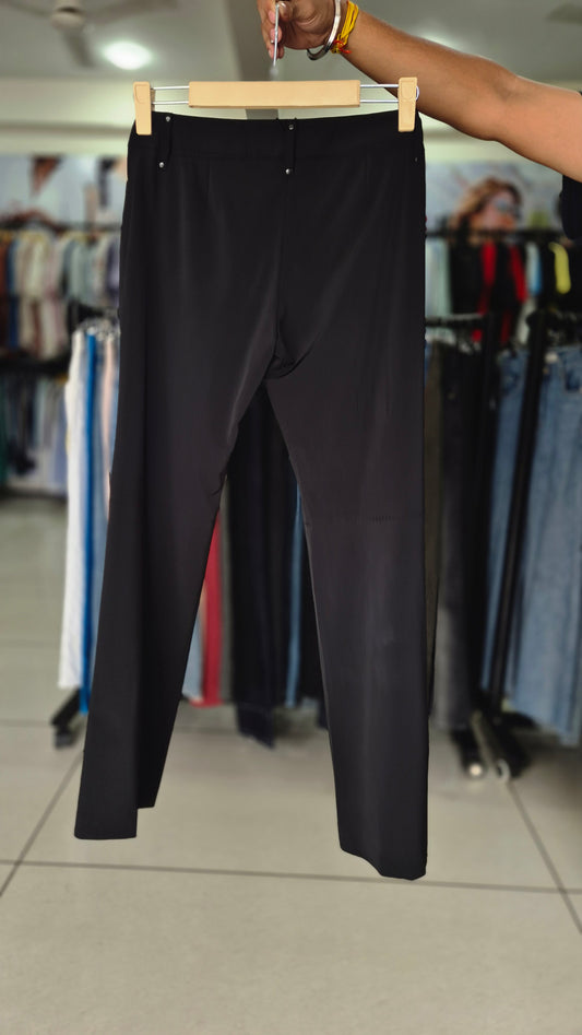 Women's Smooth-Front Tailored Work Pants with Metal Accents