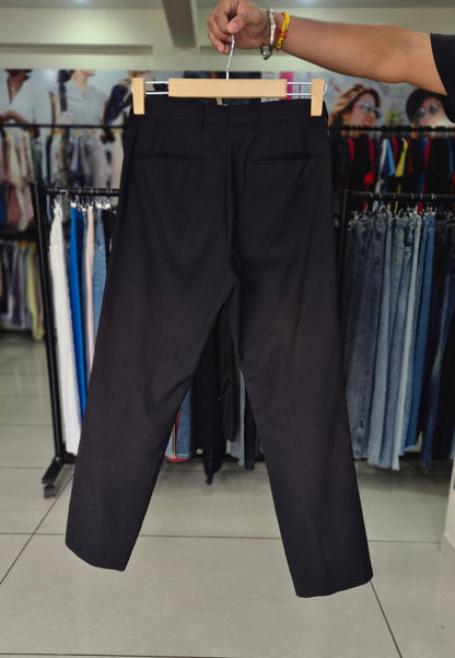 Women's Classic Minimalist Black Ankle Pants with Pockets