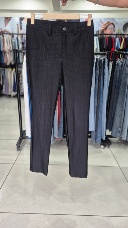 Women's Embossed Geometric Straight Leg Pants with Pockets