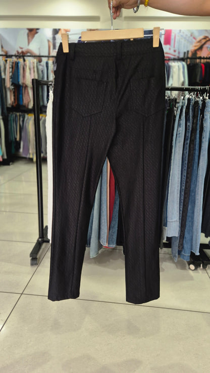 Women's Embossed Geometric Straight Leg Pants with Pockets