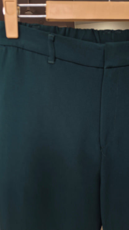 Women's Dark Green Flat Front Culottes with Pockets