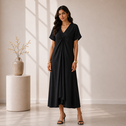 Midnight Twist-Front Maxi Dress