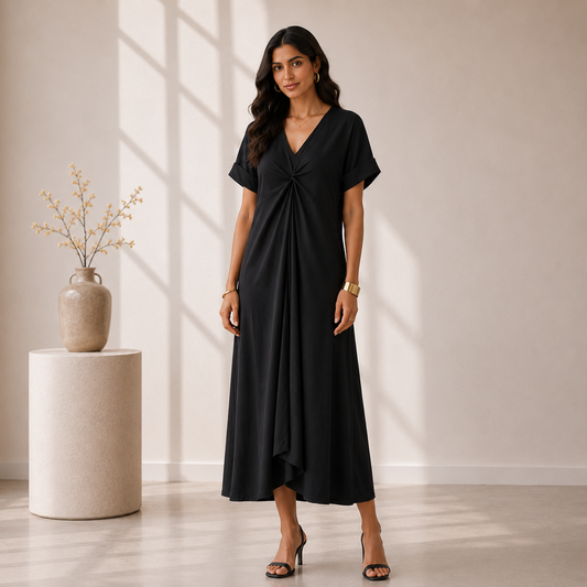 Midnight Twist-Front Maxi Dress