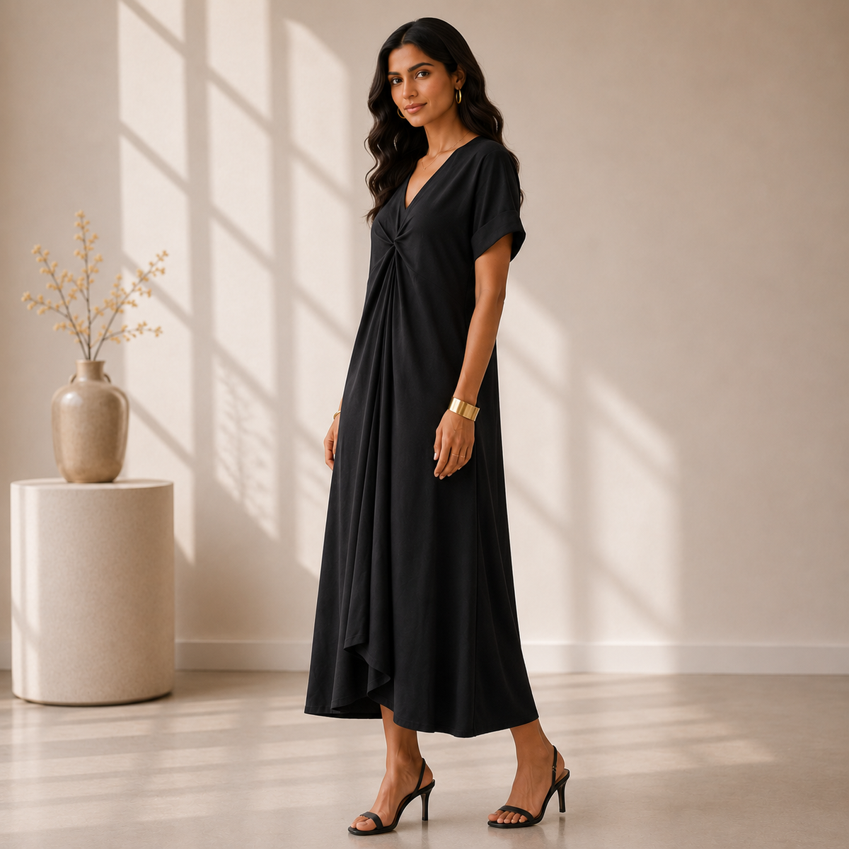 Midnight Twist-Front Maxi Dress