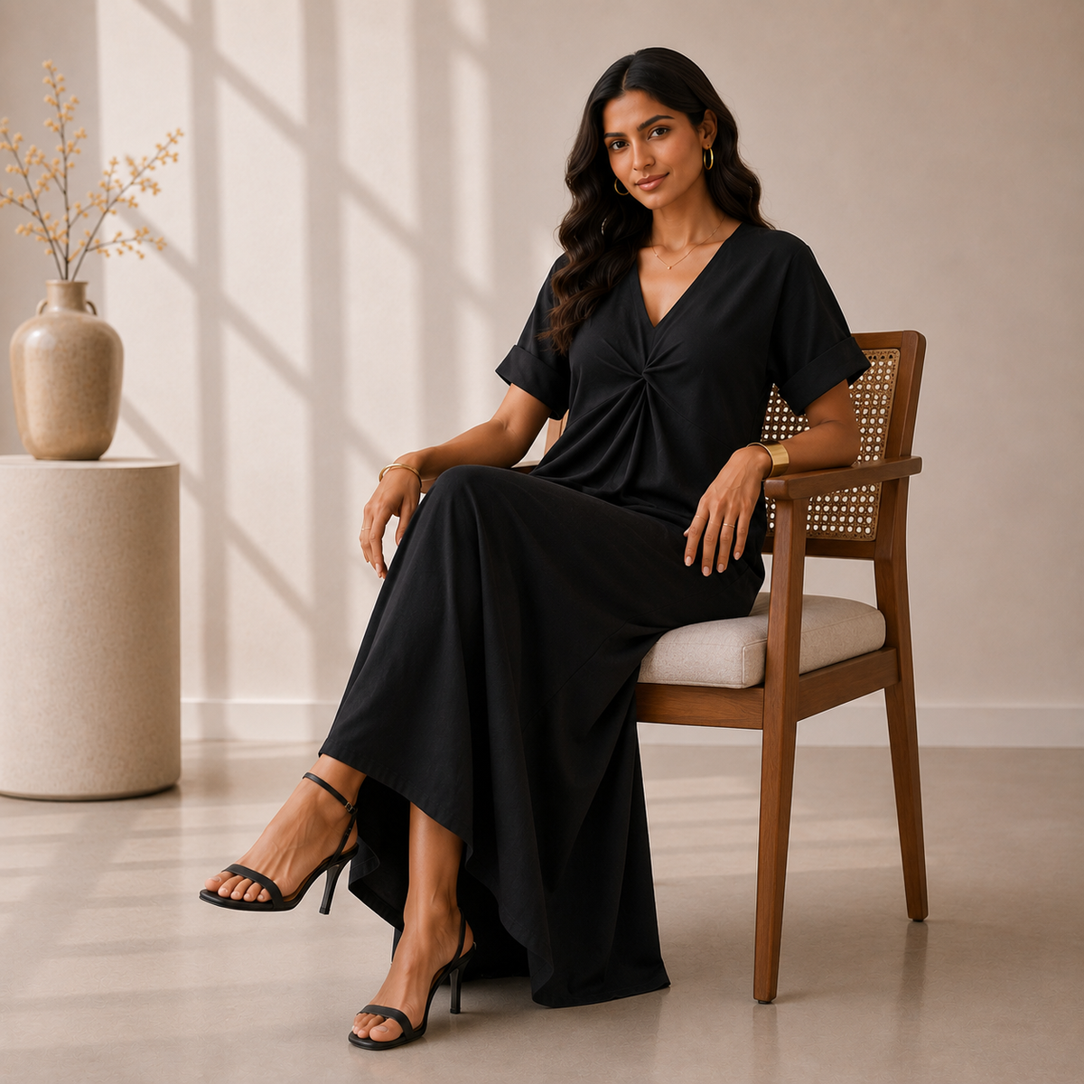 Midnight Twist-Front Maxi Dress